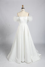 Wholesale White Off-Shoulder Tulle Sleeve Bridal Dress 3385