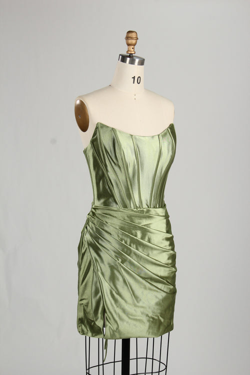 Manufacturer Satin Strapless Corset Cocktail Dress D - 116S