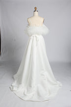 Wholesale White Off-Shoulder Tulle Sleeve Bridal Dress 3385