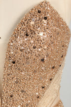Wholesale Champagne Sequin Strapless Evening Gown 33272