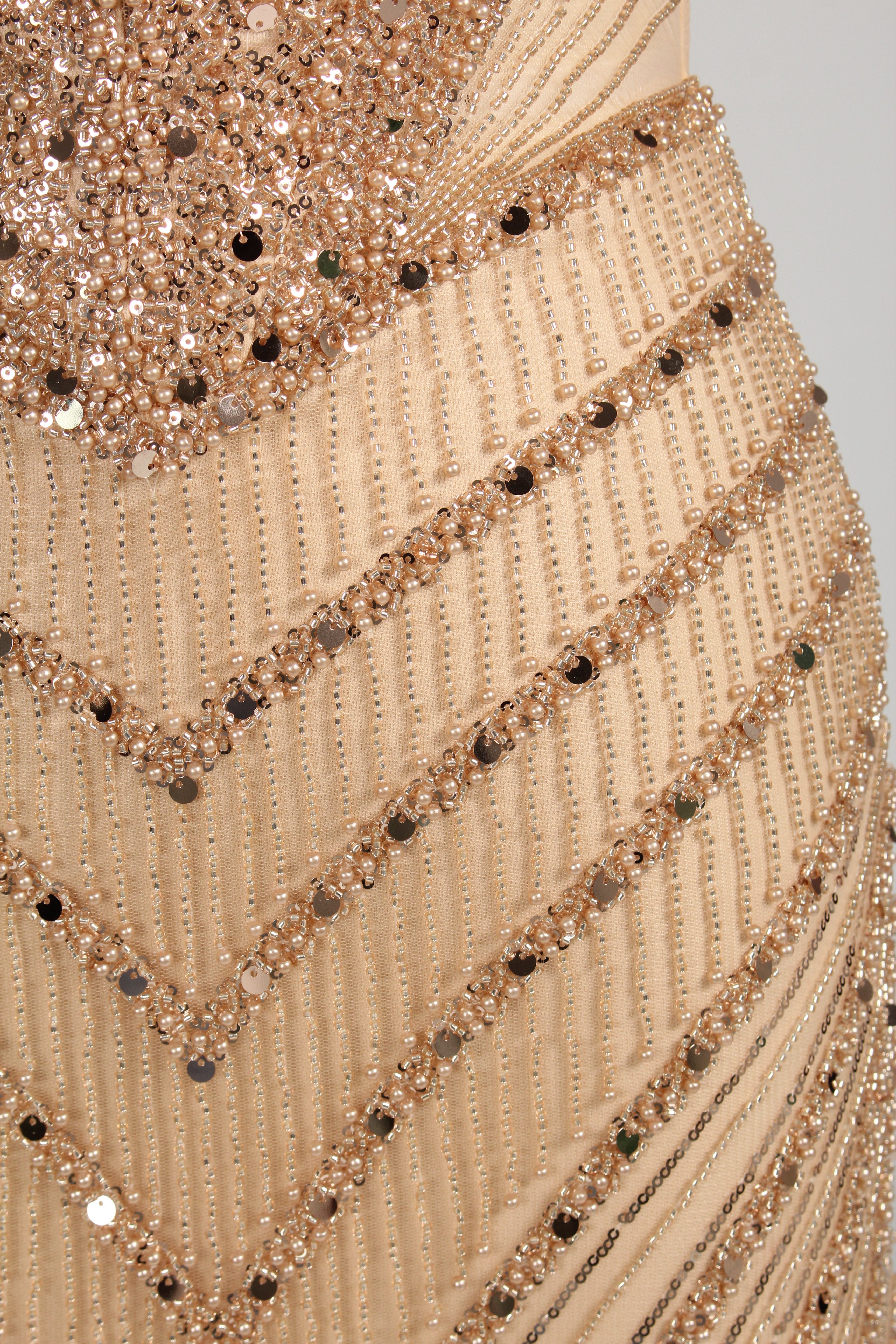 Wholesale Champagne Sequin Strapless Evening Gown 33272