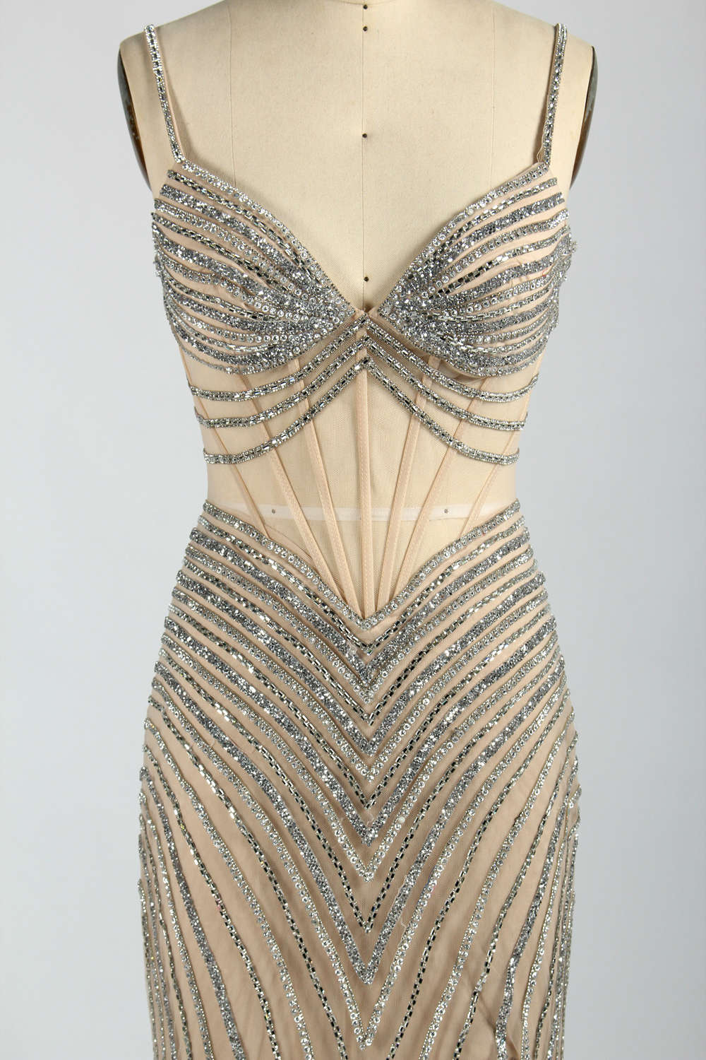 Wholesale Glamorous Rhinestone Chain Slit Mermaid Prom Dress 33080