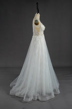 Wholesale 3D Floral V-Neck Tulle Wedding Gown kt1305