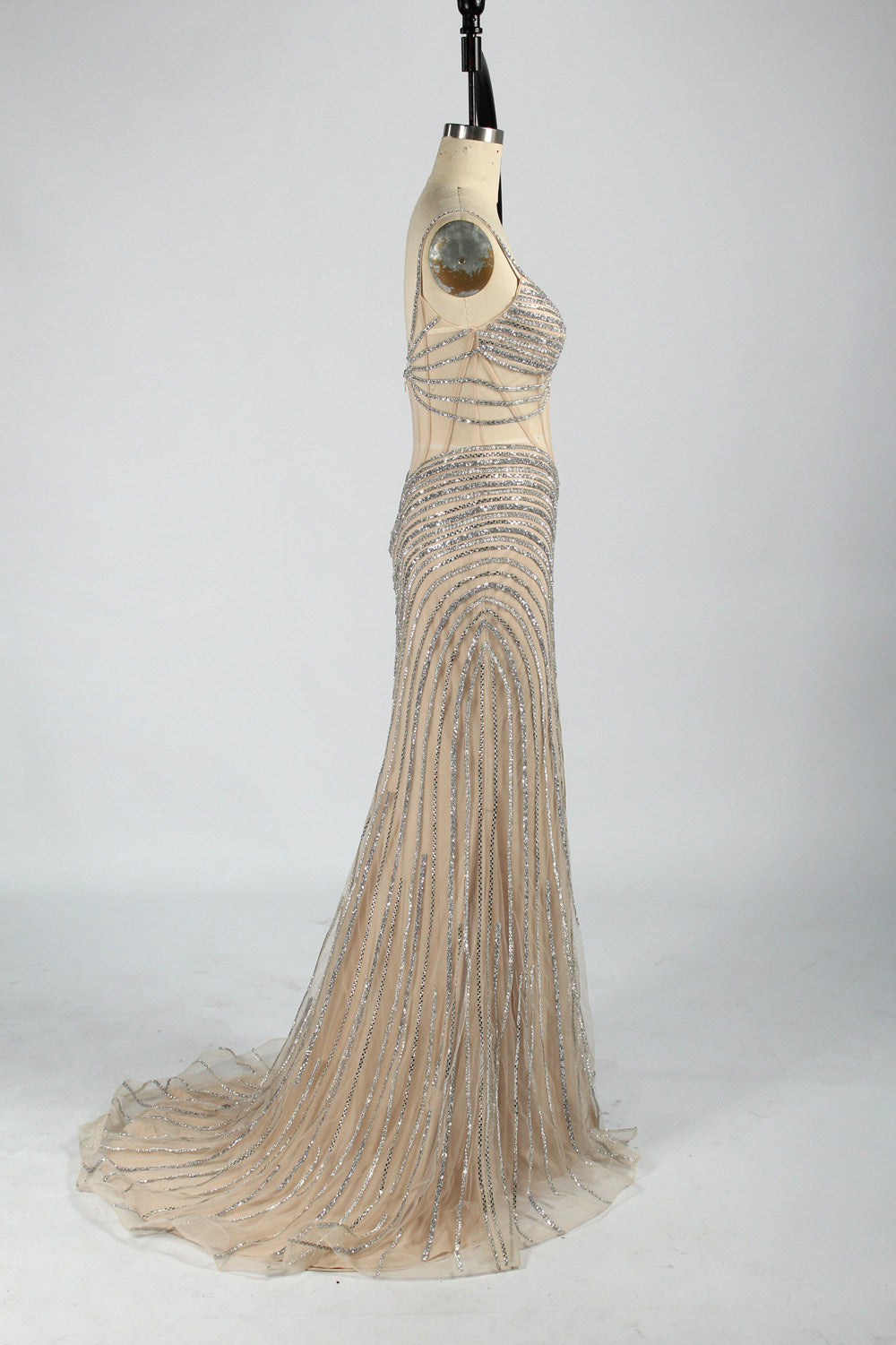 Wholesale Glamorous Rhinestone Chain Slit Mermaid Prom Dress 33080