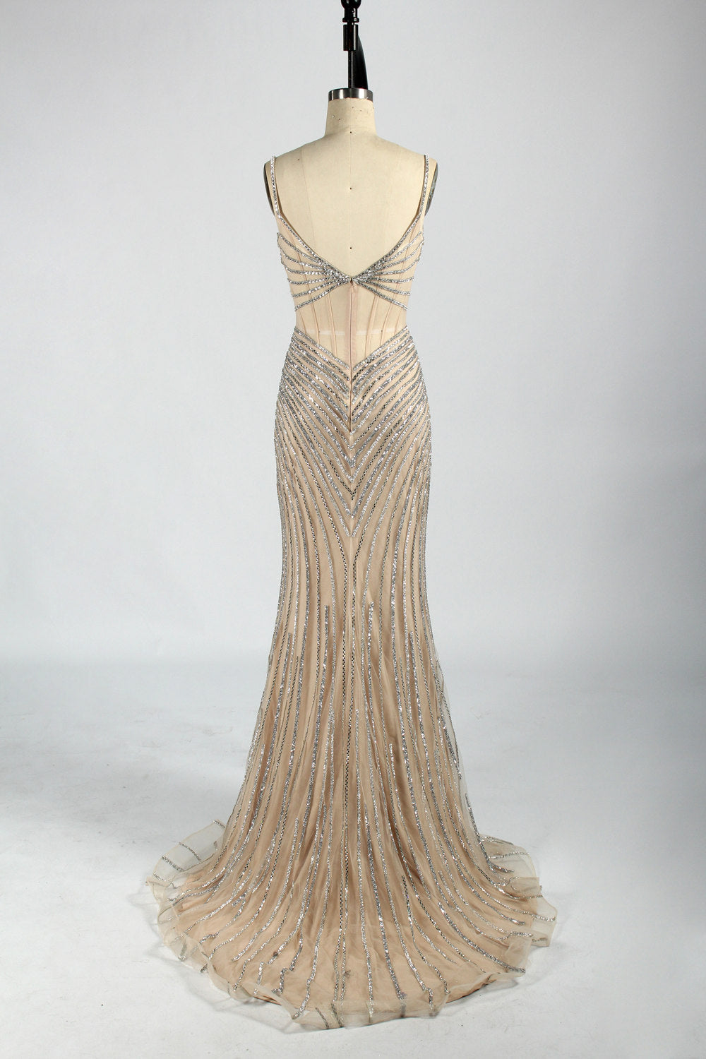 Wholesale Glamorous Rhinestone Chain Slit Mermaid Prom Dress 33080