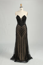 Wholesale Champagne Sequin Strapless Evening Gown 33272