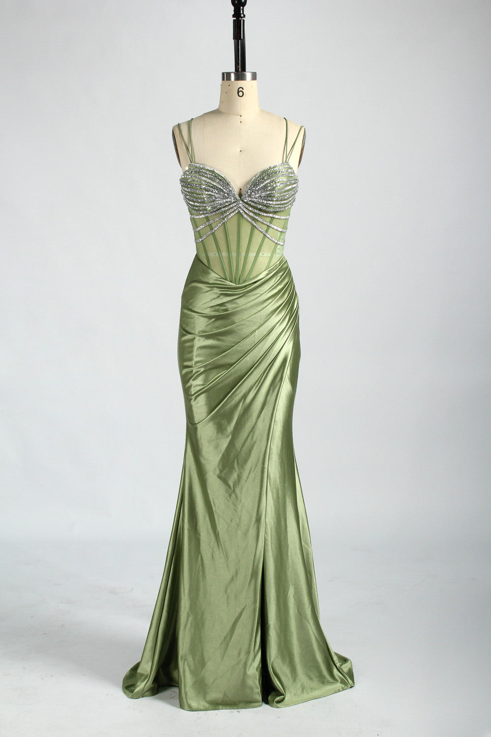Mermaid Prom Dress with Sparkling Rhinestone Chains & Thigh-High Slit 33075