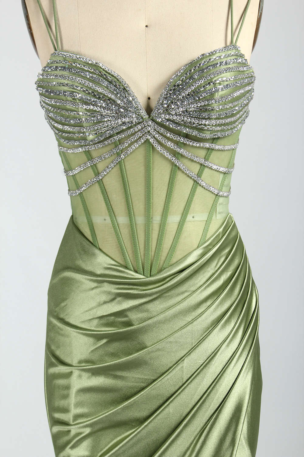 Mermaid Prom Dress with Sparkling Rhinestone Chains & Thigh-High Slit 33075