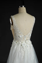 Wholesale 3D Floral V-Neck Tulle Wedding Gown kt1305