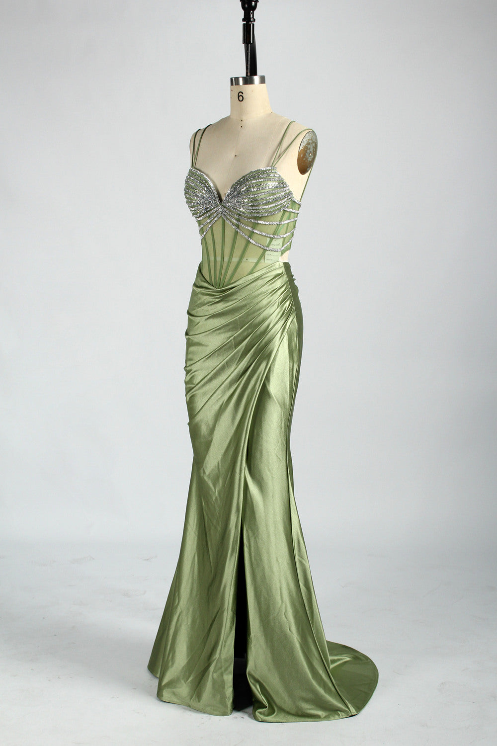 Mermaid Prom Dress with Sparkling Rhinestone Chains & Thigh-High Slit 33075