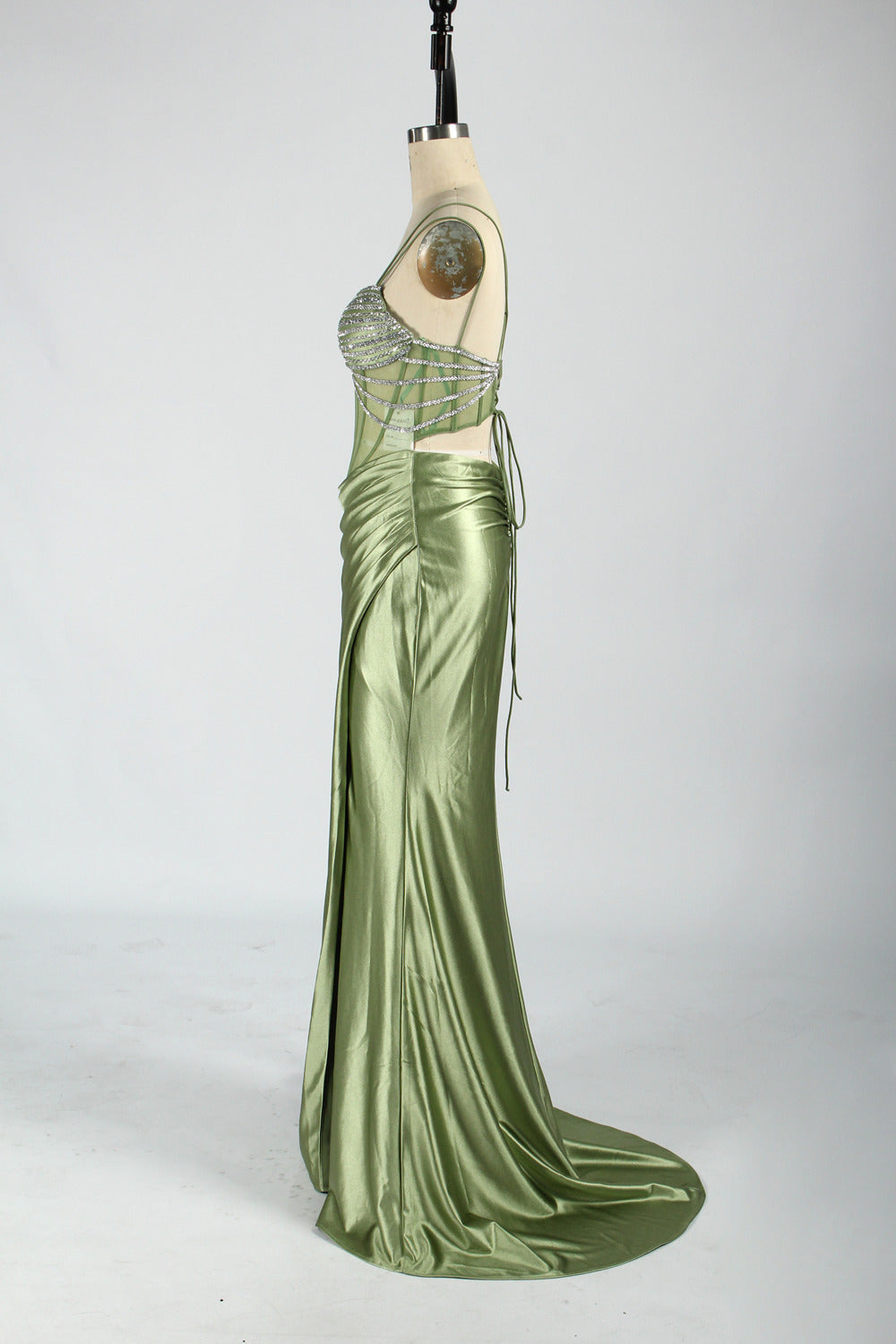 Mermaid Prom Dress with Sparkling Rhinestone Chains & Thigh-High Slit 33075