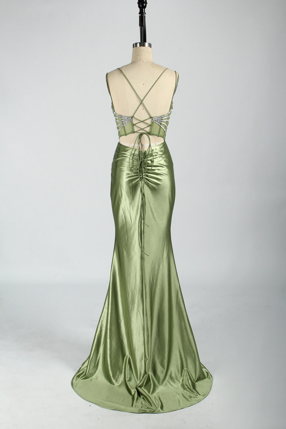 Mermaid Prom Dress with Sparkling Rhinestone Chains & Thigh-High Slit 33075