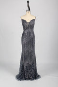 Strapless Beaded Sequin Lattice Evening Dress KS045