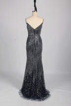 Strapless Beaded Sequin Lattice Evening Dress KS045