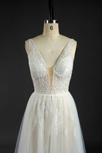 Wholesale Beaded Lace V-Neck Tulle Wedding Gown kt1303