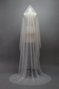 Wholesale Pearl-Studded Sheer Tulle Bridal Veil t044