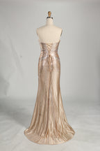 Wholesale Champagne Rhinestone Evening Gown, Mermaid Prom Dress 33232