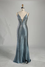 Wholesale Champagne Beaded Plunge Mermaid Prom Dress 33233