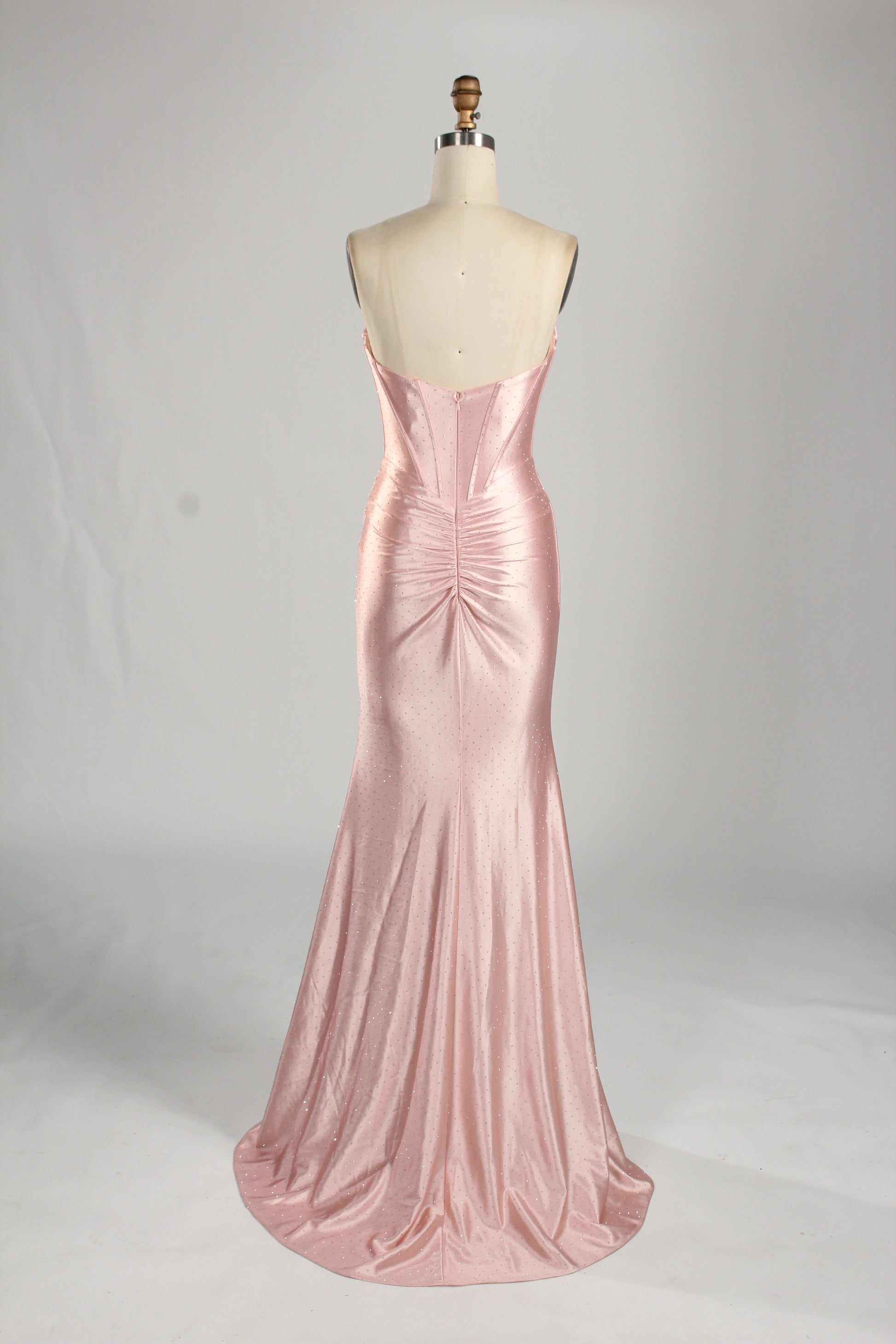 Strapless Satin Prom Dress with Beaded Sweetheart Neckline and Side Slit 33284