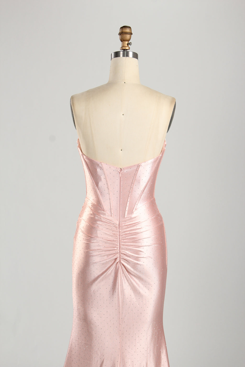 Strapless Satin Prom Dress with Beaded Sweetheart Neckline and Side Slit 33284