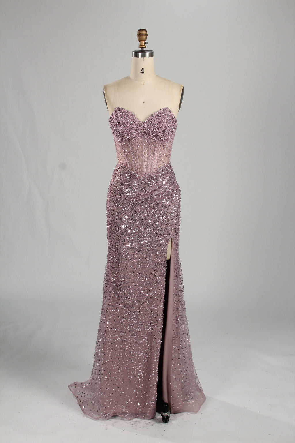 Wholesale Pink Sequin Sweetheart Evening Gown 33283