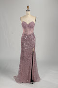 Wholesale Pink Sequin Sweetheart Evening Gown 33283