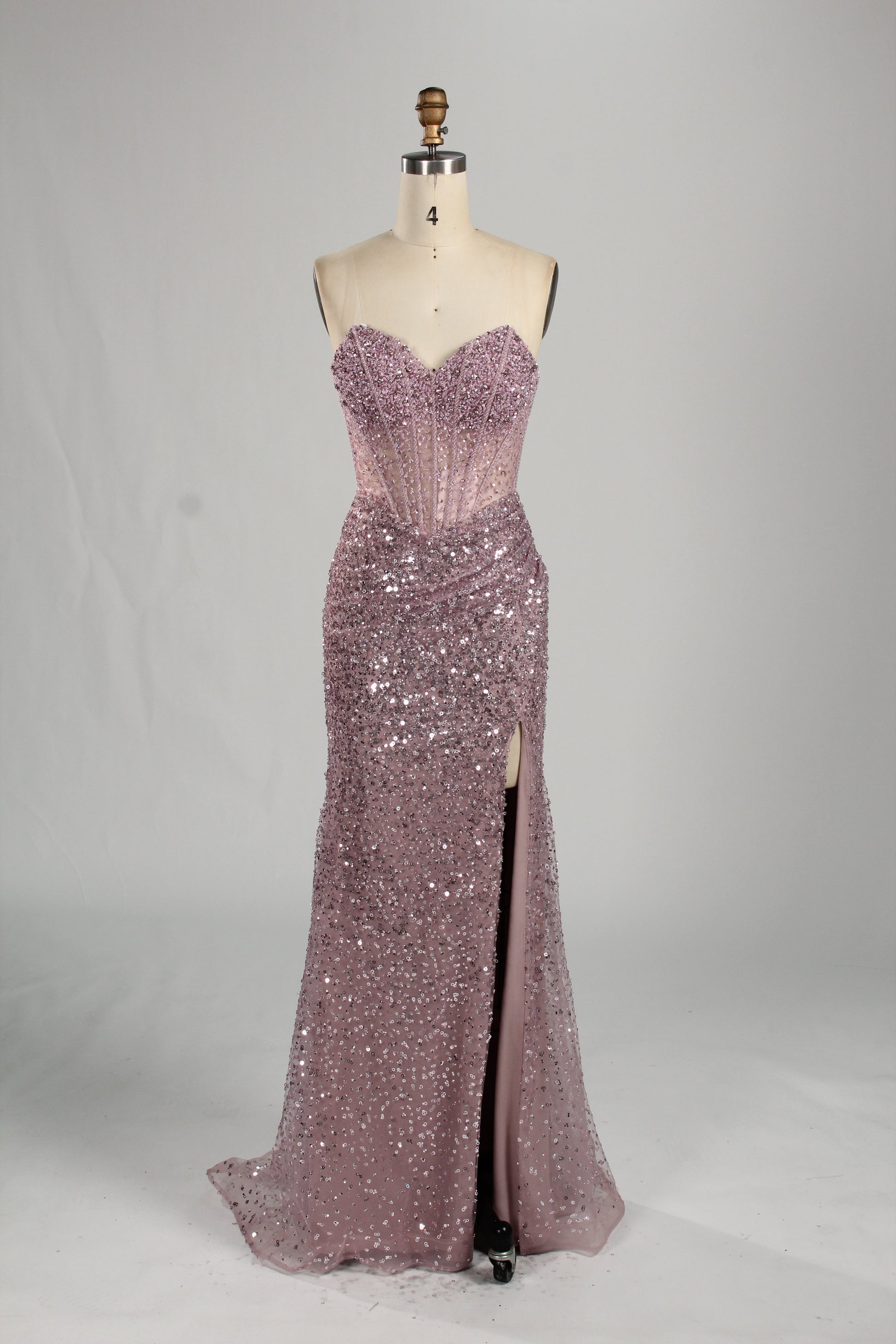 Wholesale Pink Sequin Sweetheart Evening Gown 33283
