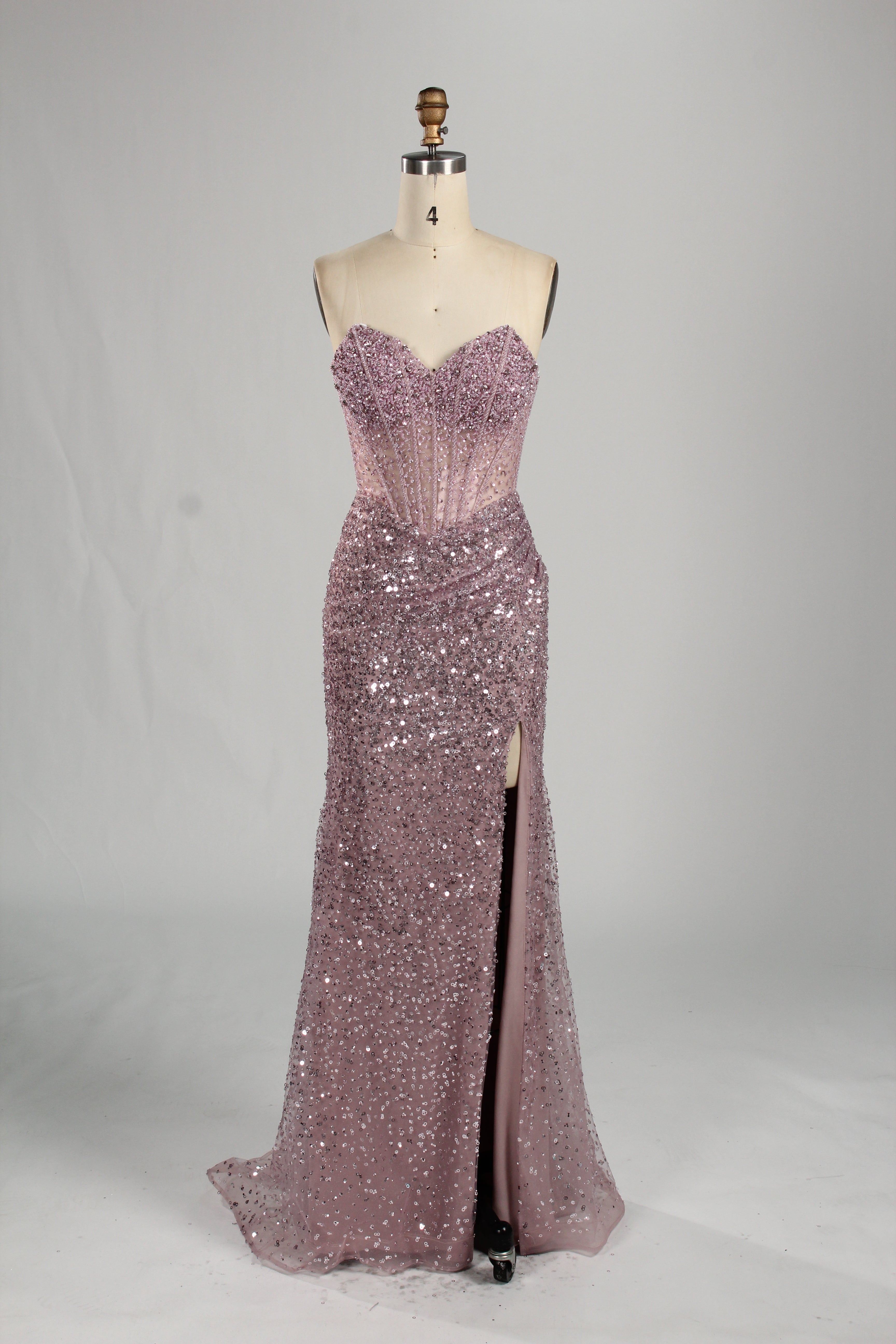 Wholesale Pink Sequin Sweetheart Evening Gown 33283