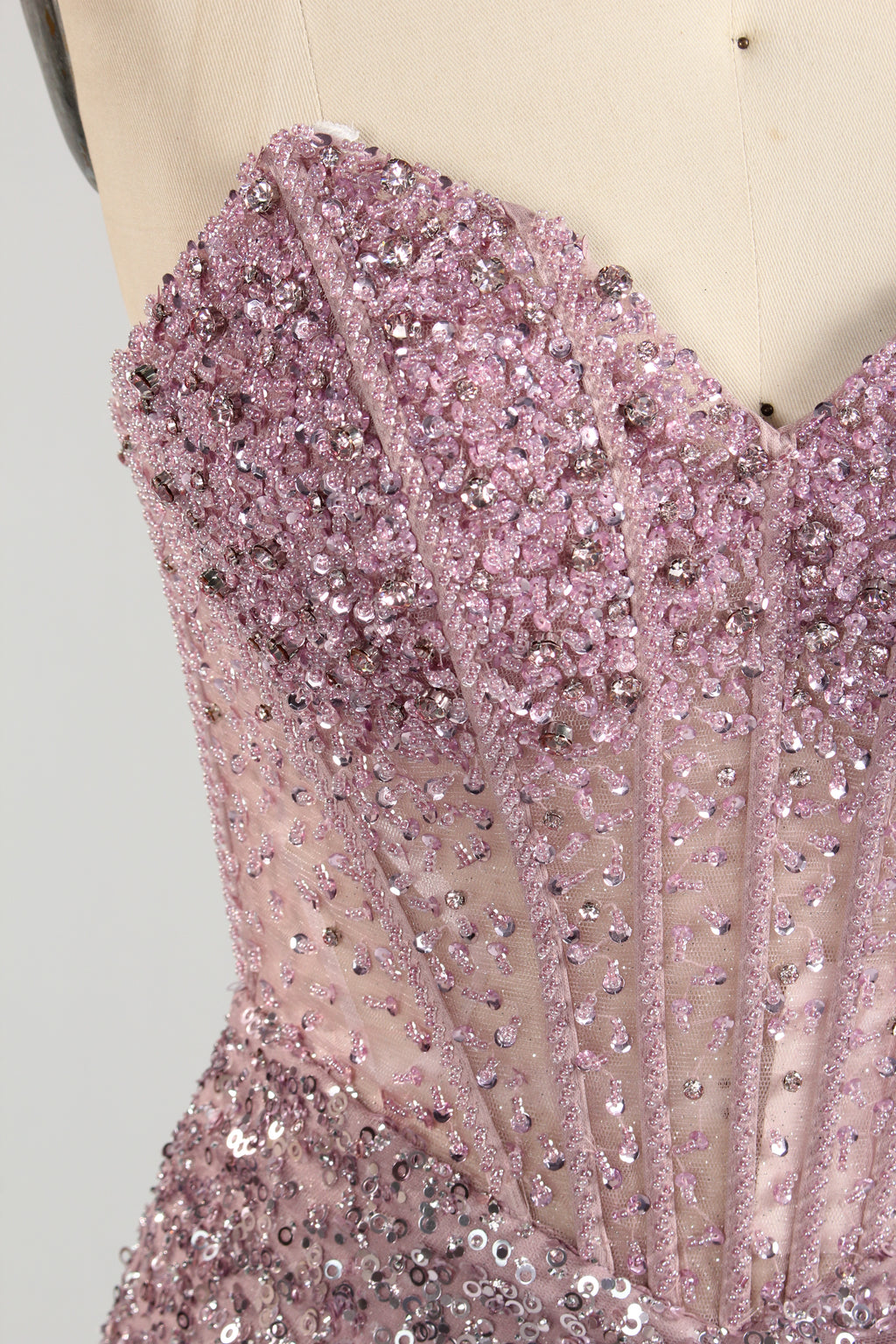 Wholesale Pink Sequin Sweetheart Evening Gown 33283