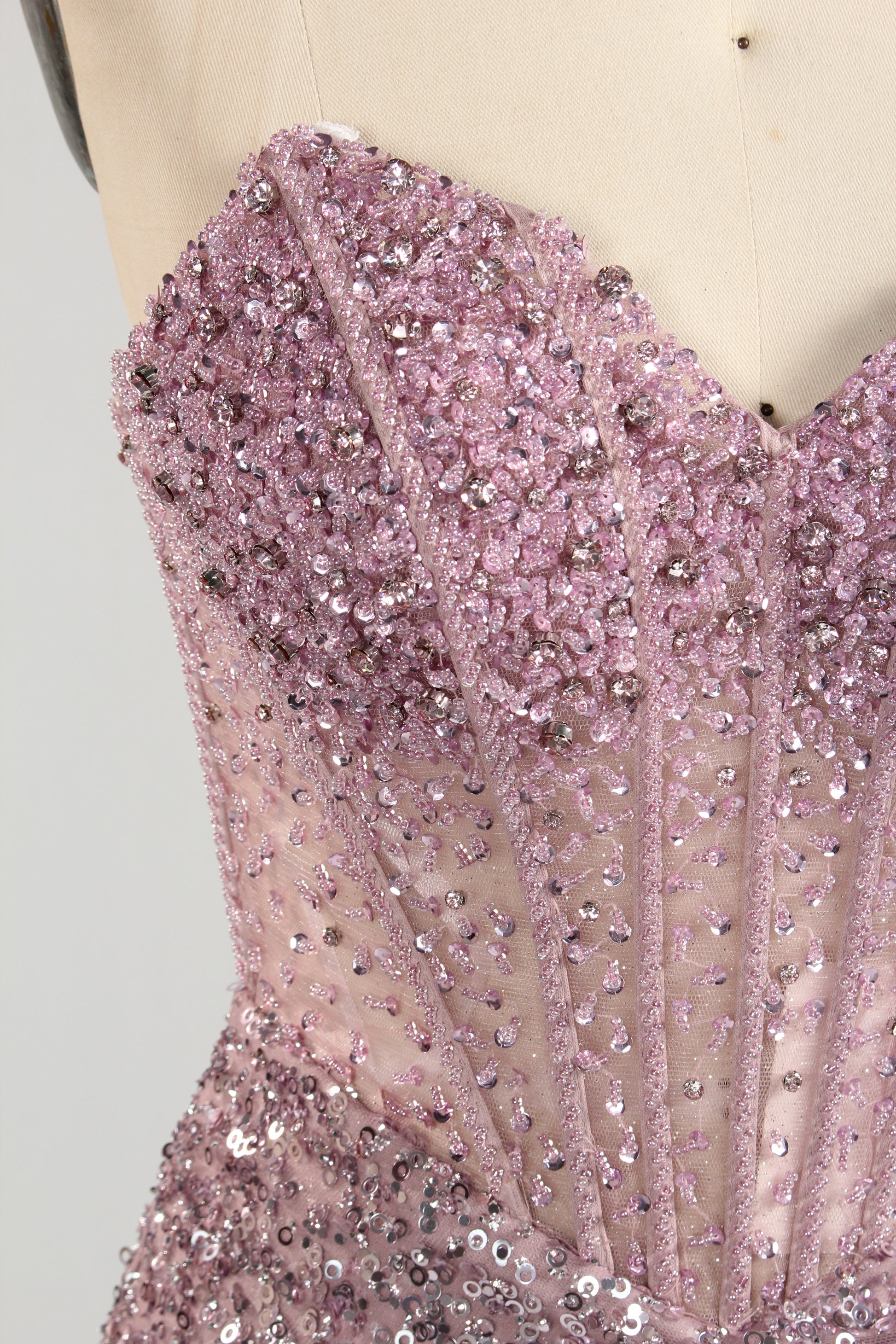 Wholesale Pink Sequin Sweetheart Evening Gown 33283