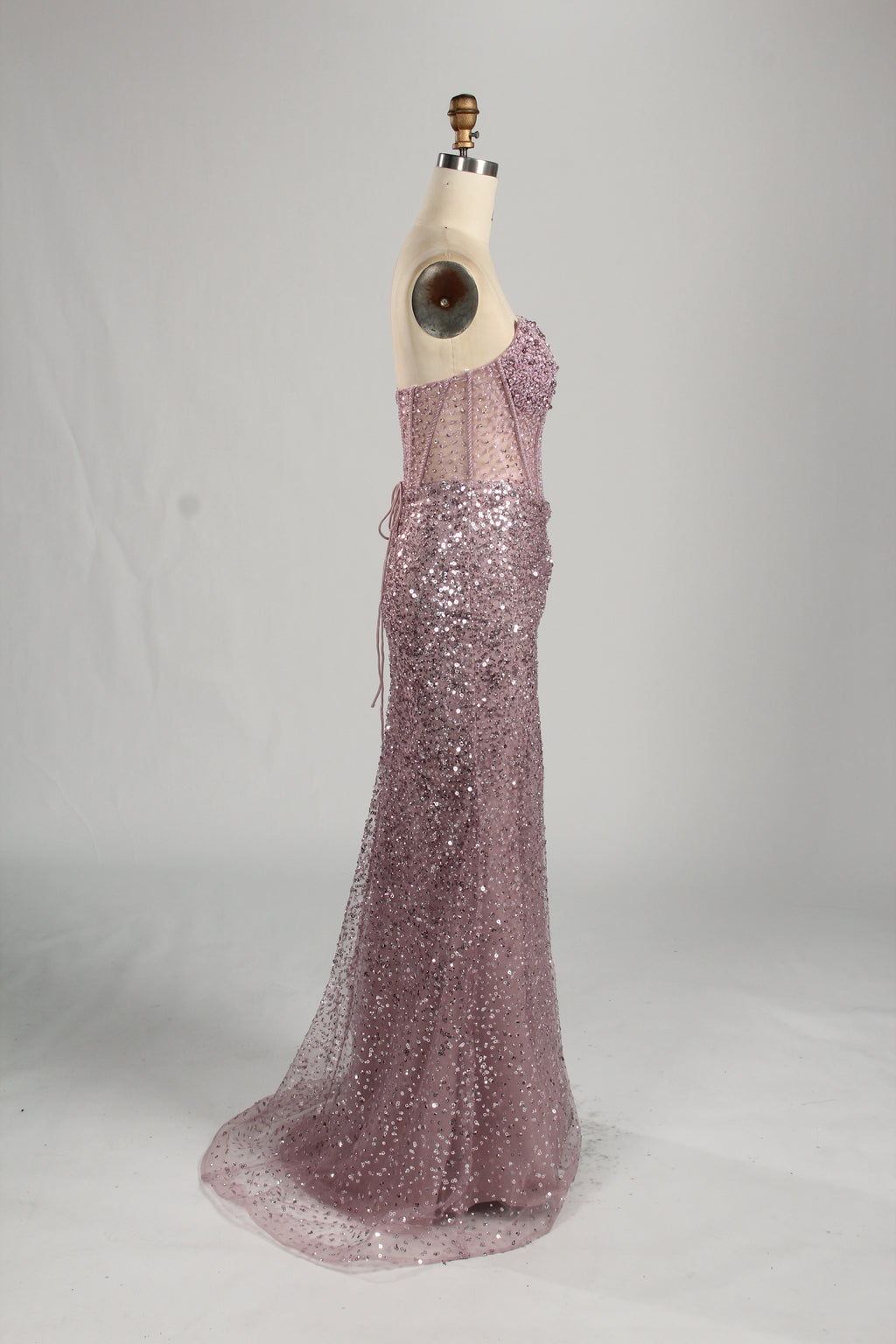 Wholesale Pink Sequin Sweetheart Evening Gown 33283