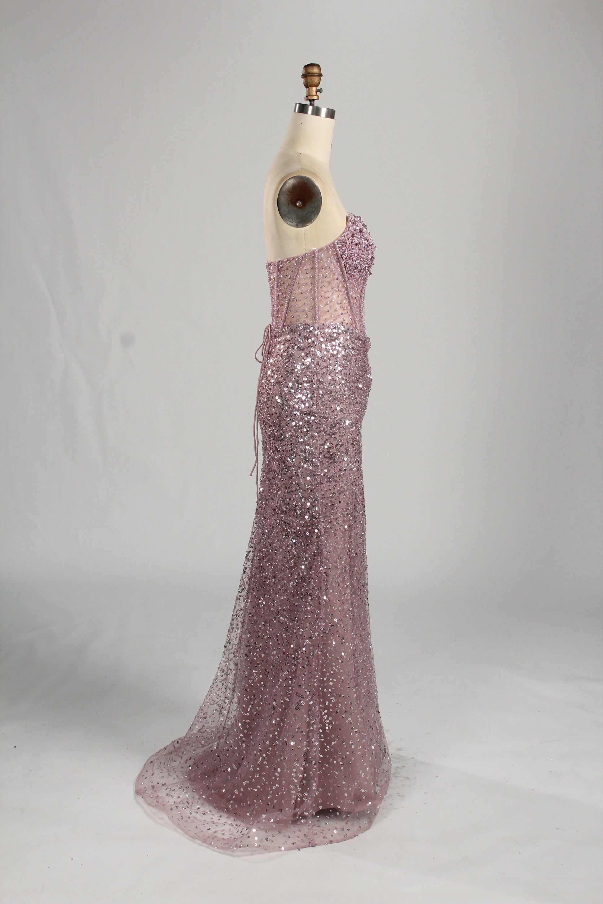 Wholesale Pink Sequin Sweetheart Evening Gown 33283