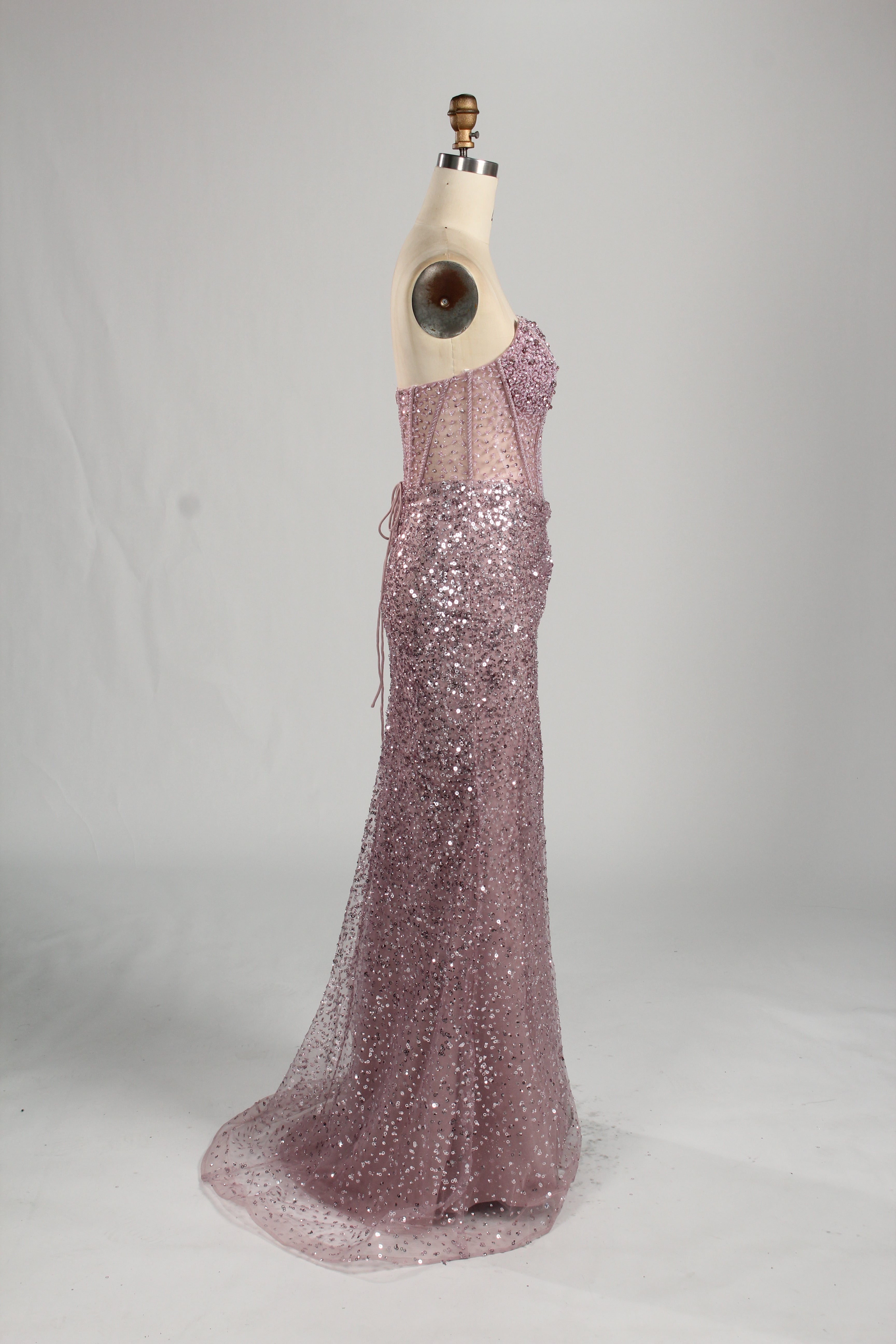 Wholesale Pink Sequin Sweetheart Evening Gown 33283