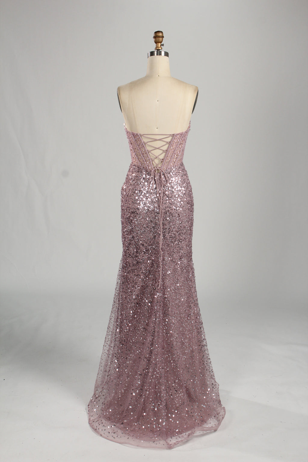 Wholesale Pink Sequin Sweetheart Evening Gown 33283