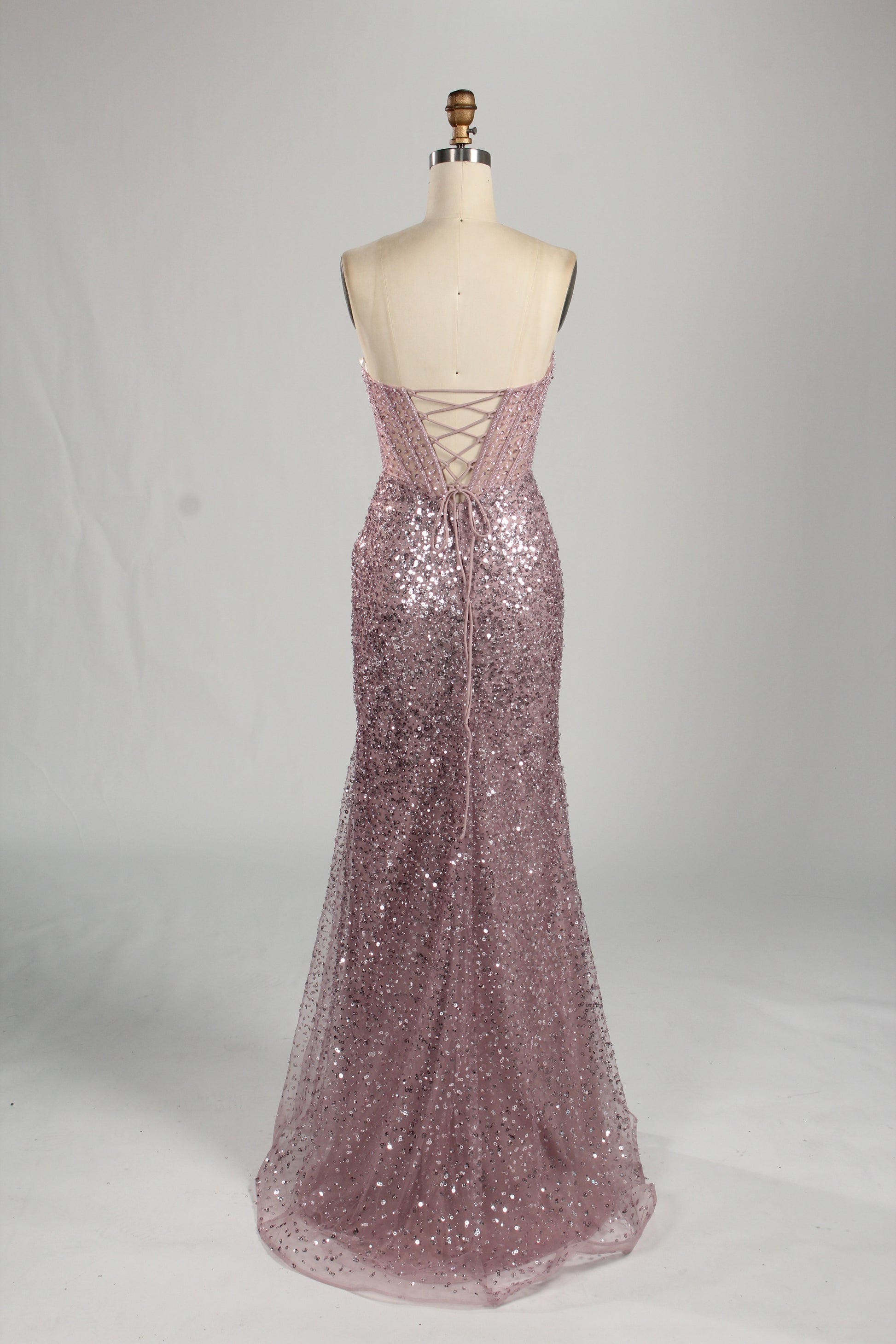 Wholesale Pink Sequin Sweetheart Evening Gown 33283