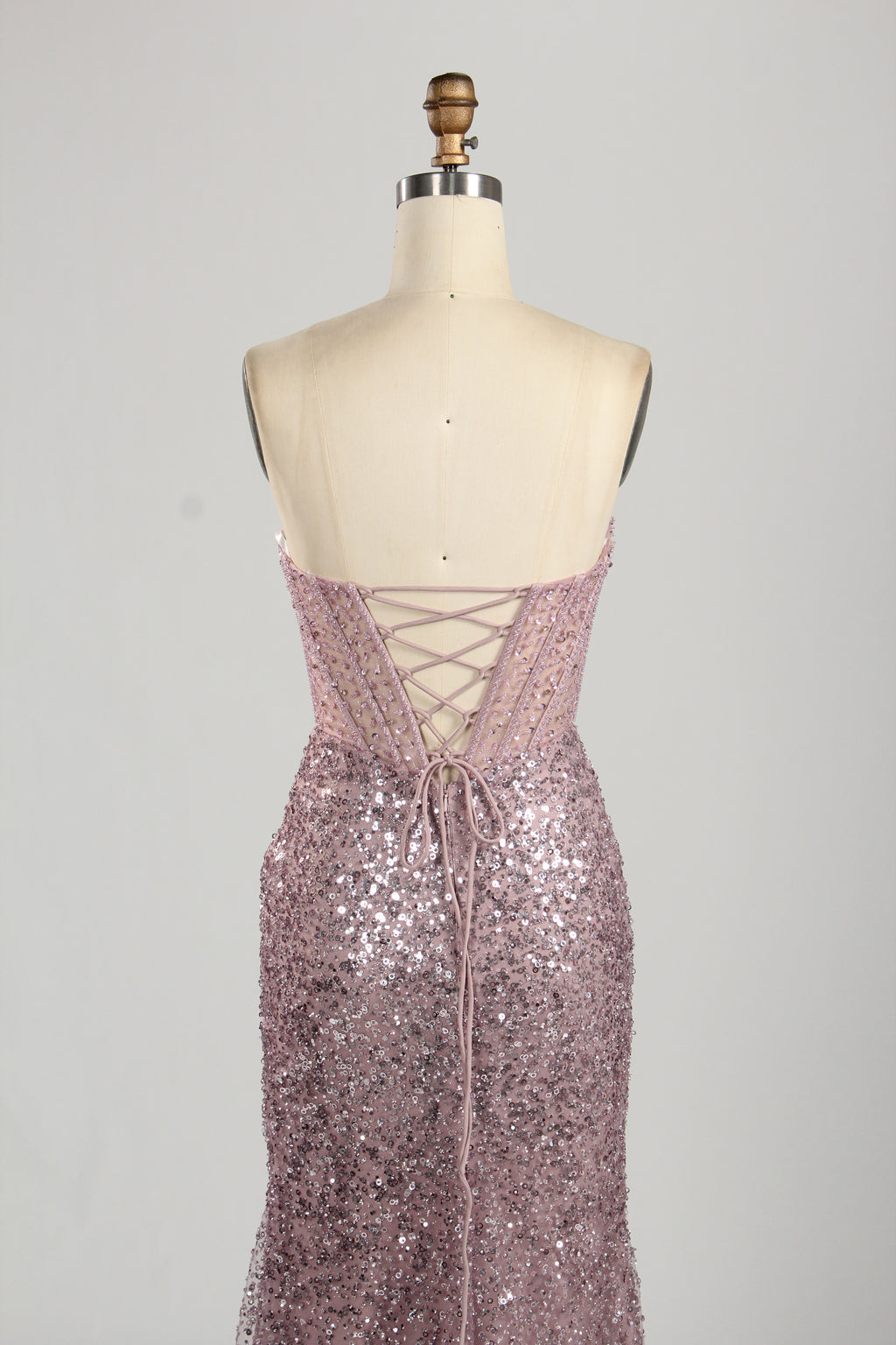 Wholesale Pink Sequin Sweetheart Evening Gown 33283