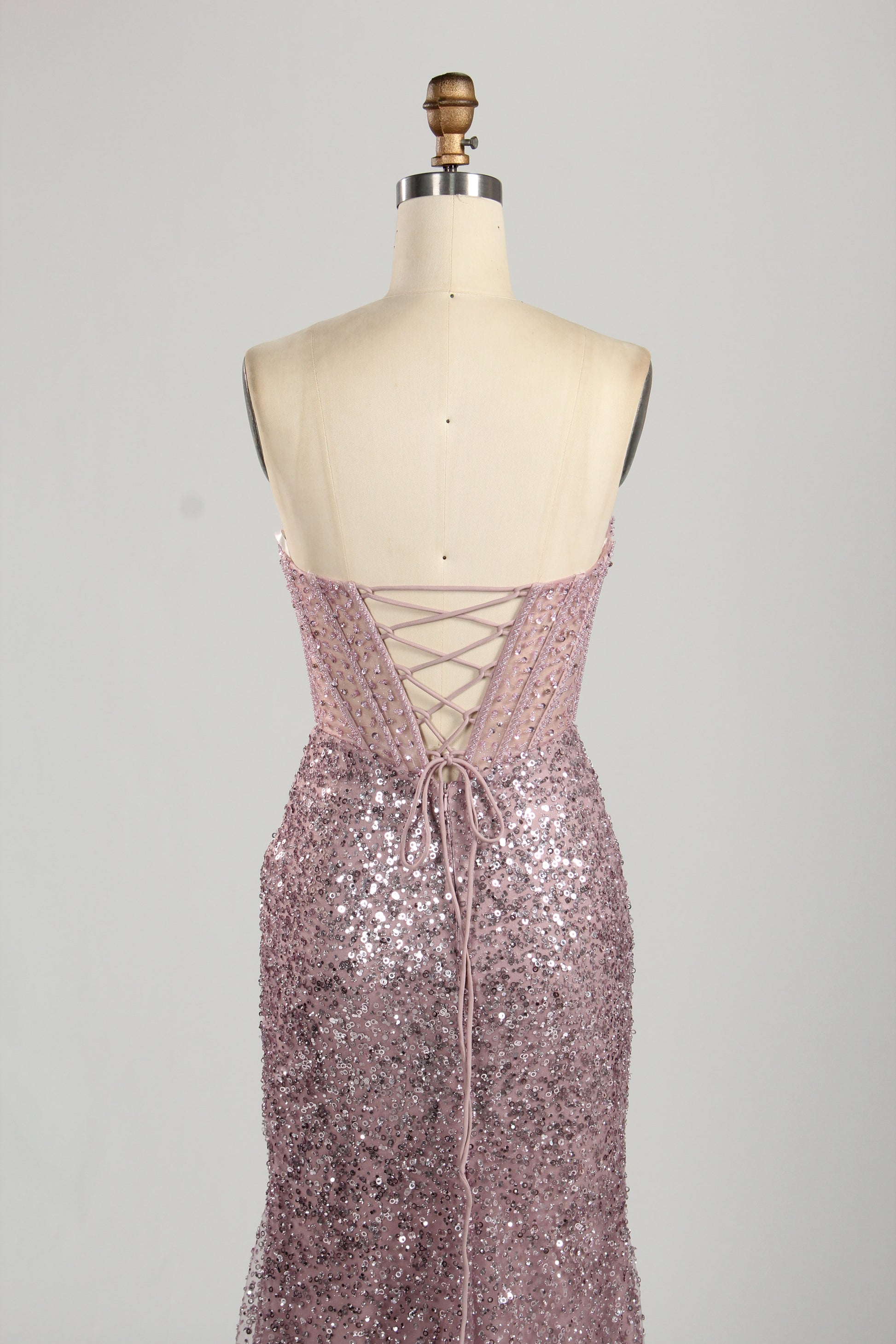 Wholesale Pink Sequin Sweetheart Evening Gown 33283