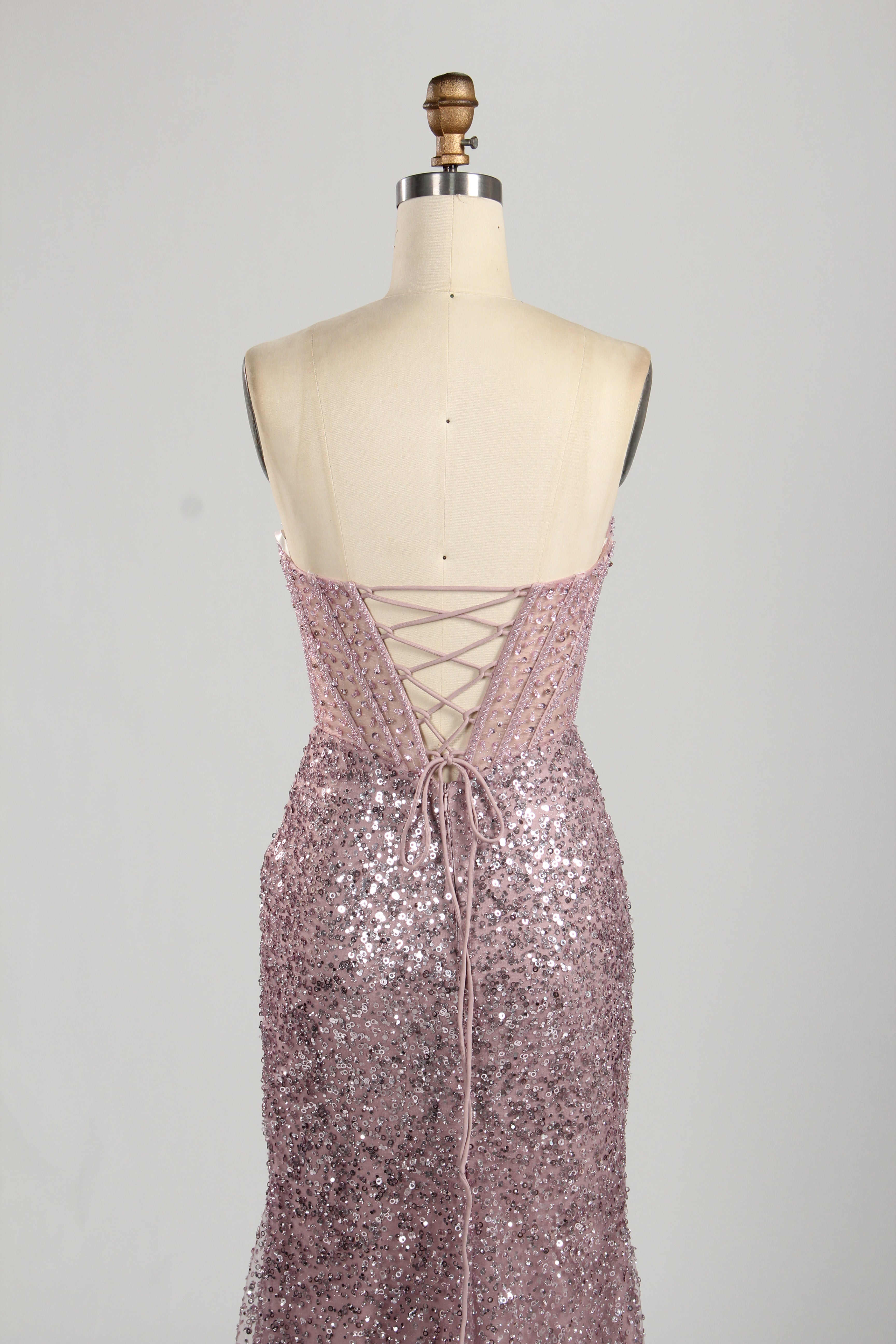 Wholesale Pink Sequin Sweetheart Evening Gown 33283