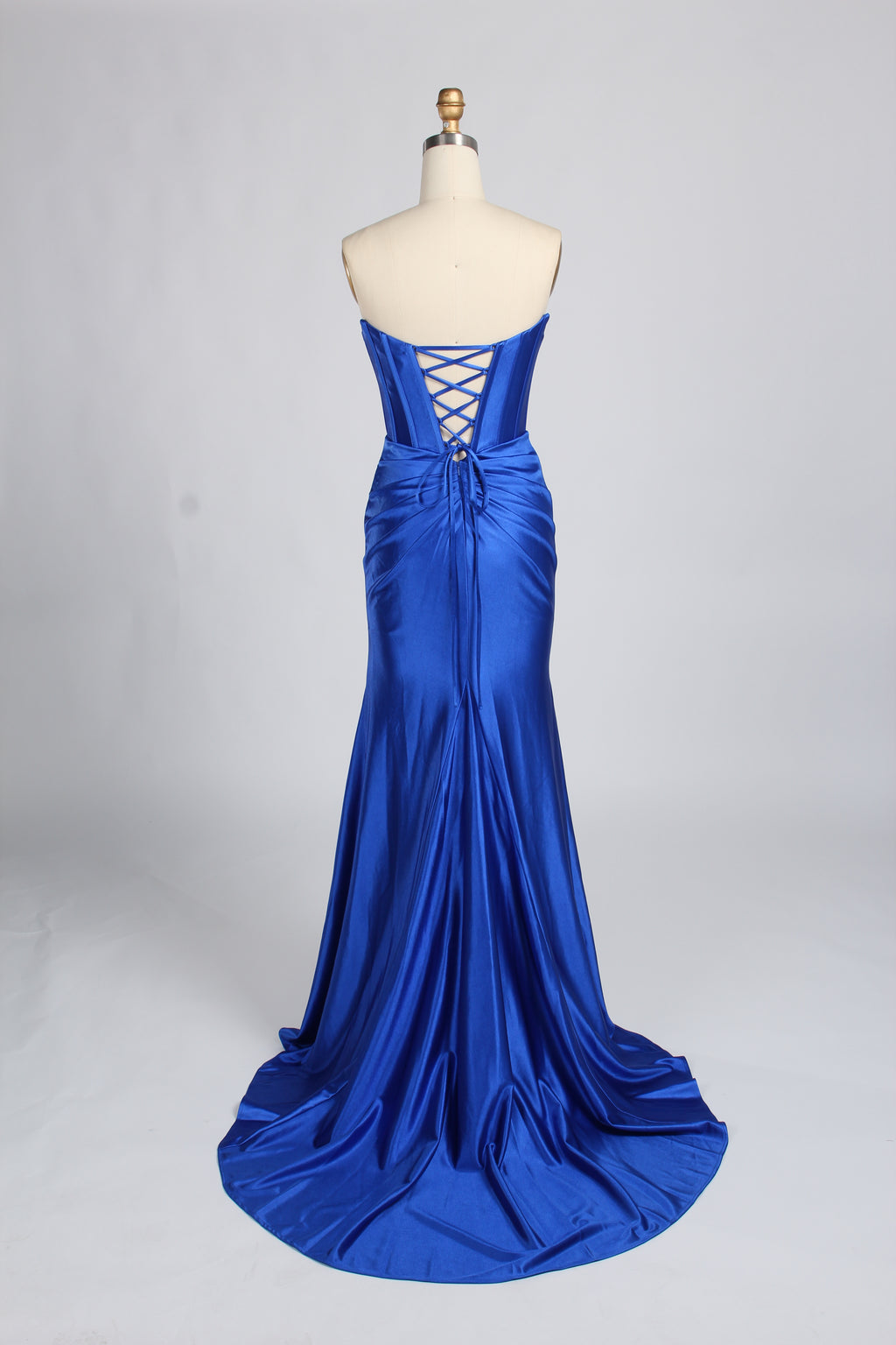 Wholesale Royal Blue Off-Shoulder Satin Prom Dress 33309