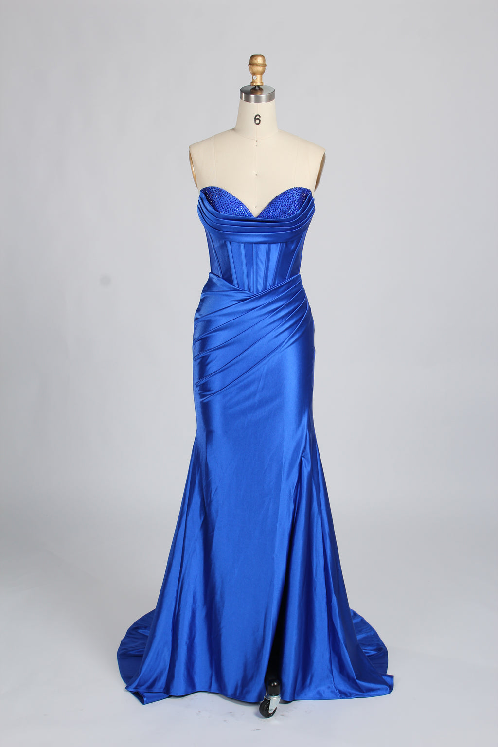 Wholesale Royal Blue Off-Shoulder Satin Prom Dress 33309