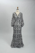 Sage Green Sequin V-Neck Long Sleeve Mother of the Bride Dress MK117
