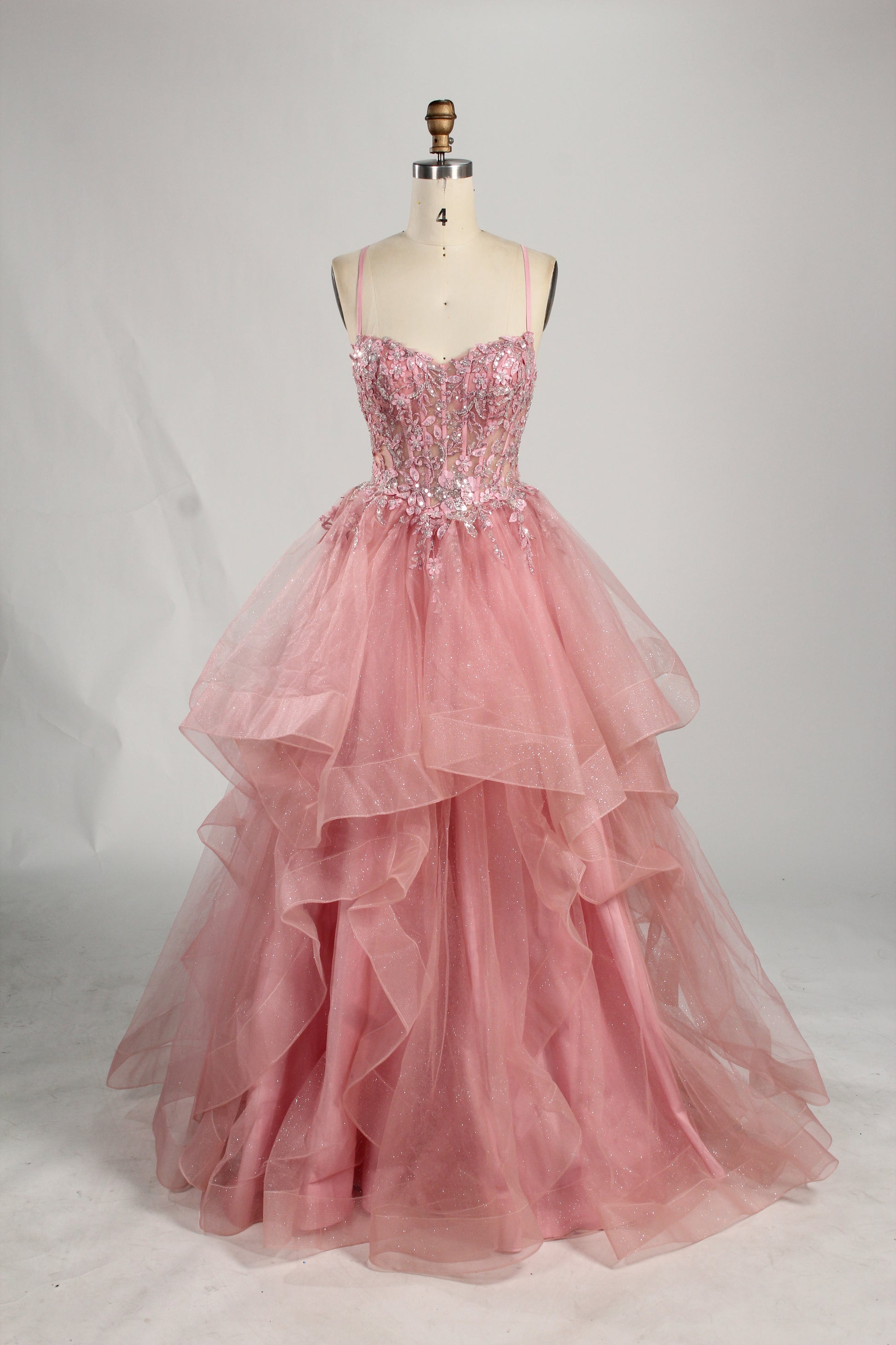 Wholesale Emerald Green Tiered Ruffled Ball Gown 33231