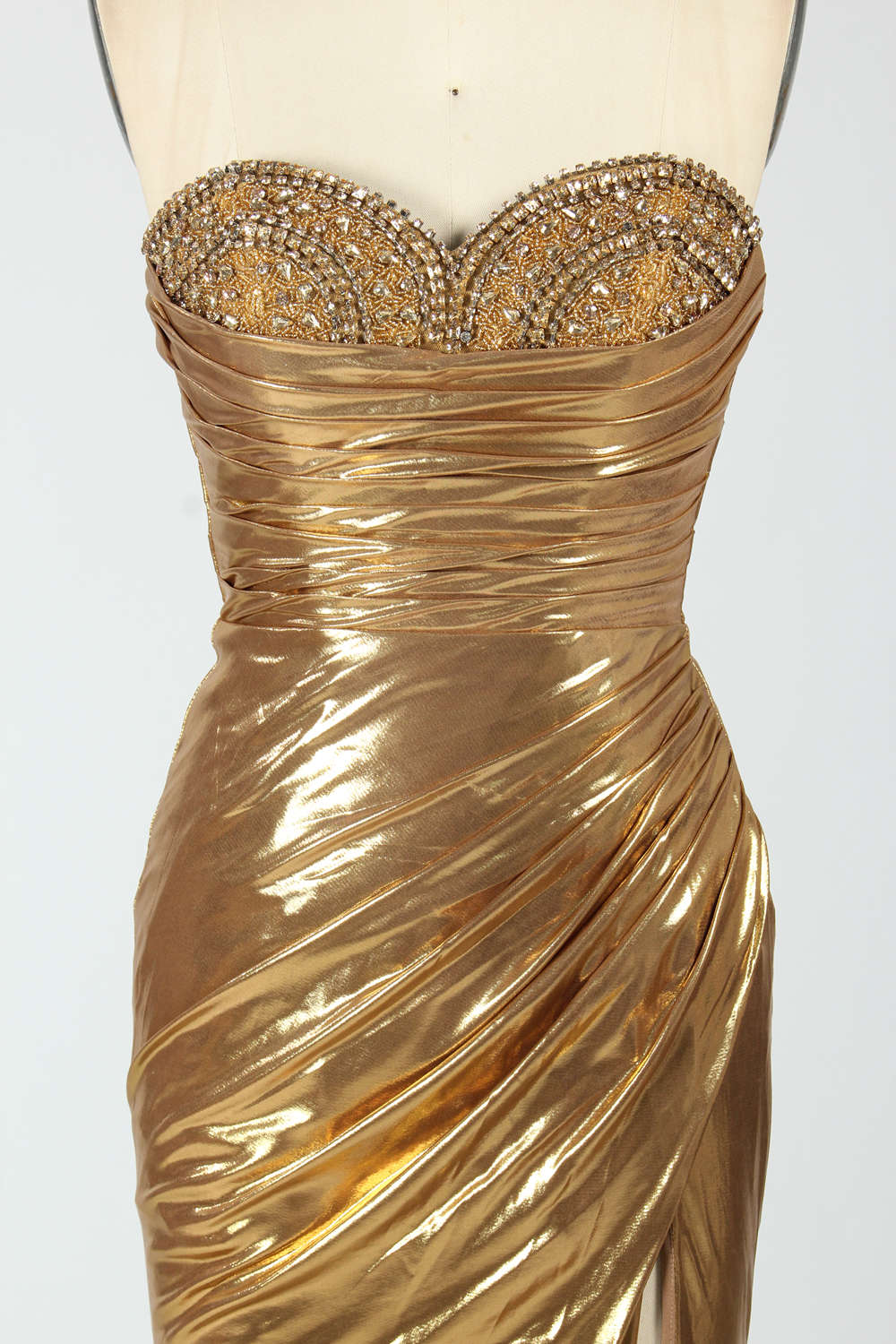 Wholesale Elegant Detachable Strap Beaded Slit Prom Dress D-125