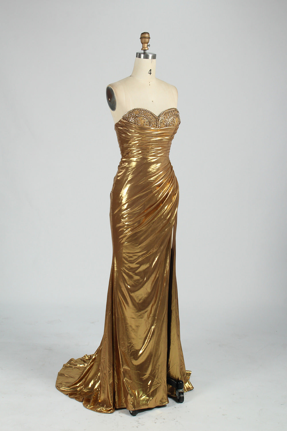 Wholesale Elegant Detachable Strap Beaded Slit Prom Dress D-125