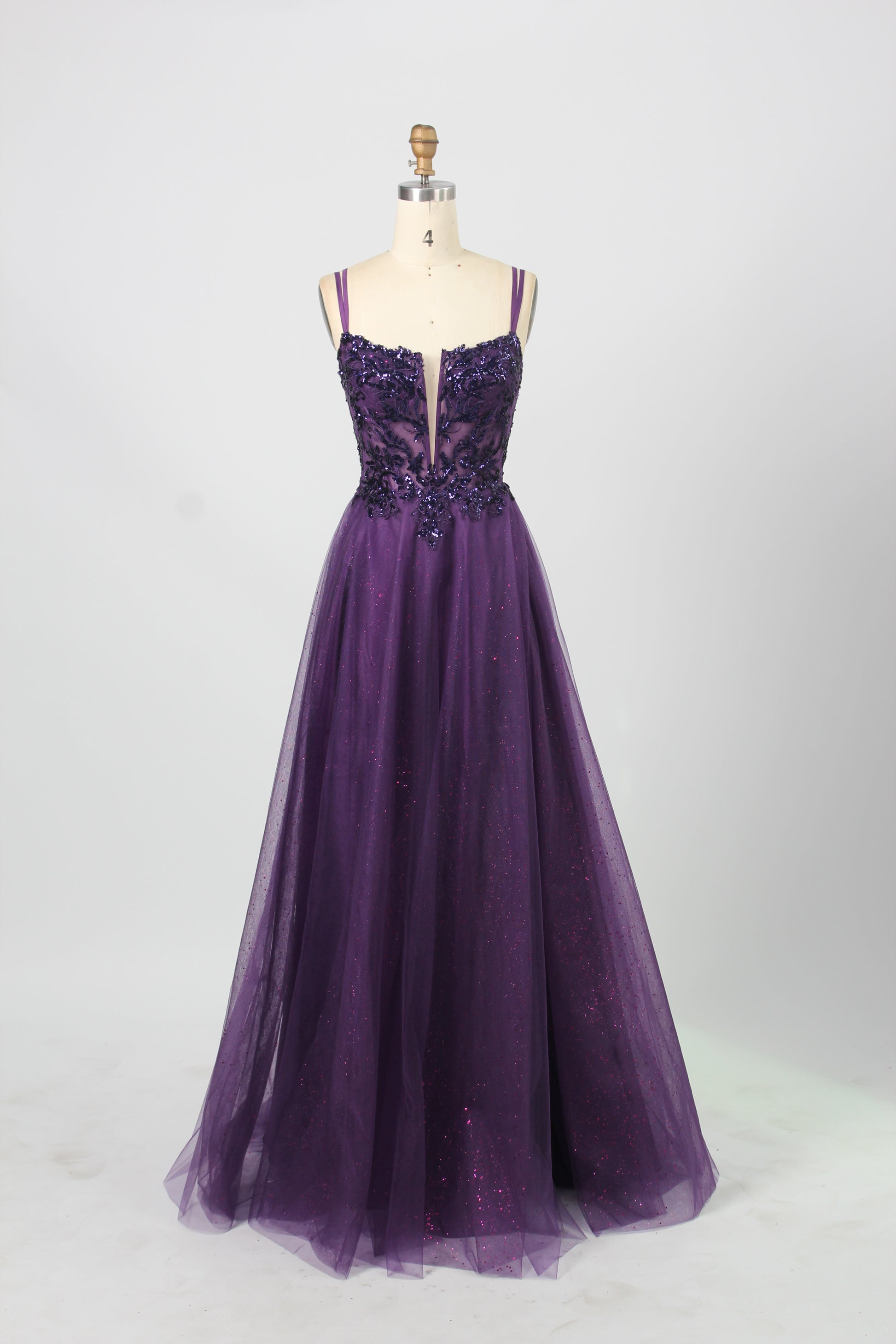 Wholesale Purple Sequin Prom Dress with Slit 32918