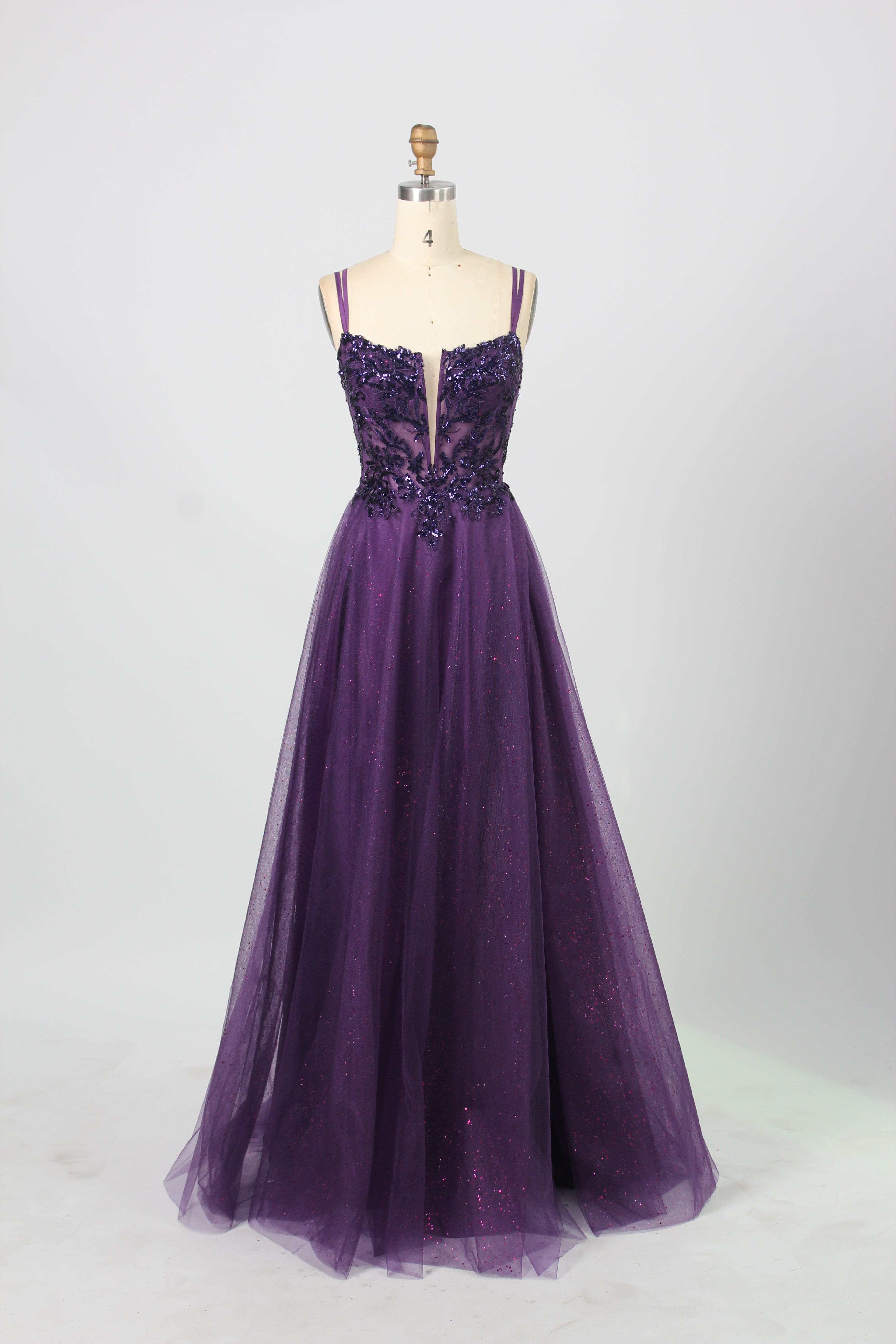 Wholesale Purple Sequin Prom Dress with Slit 32918
