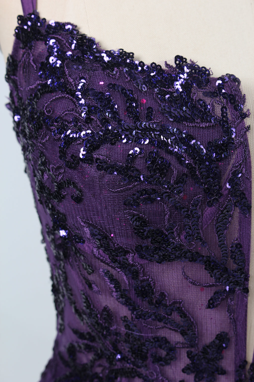 Wholesale Purple Sequin Prom Dress with Slit 32918