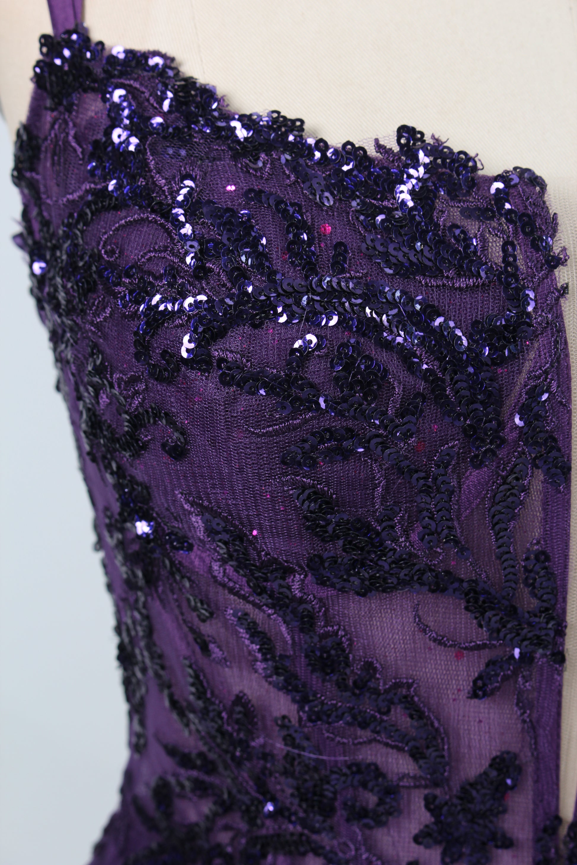 Wholesale Purple Sequin Prom Dress with Slit 32918