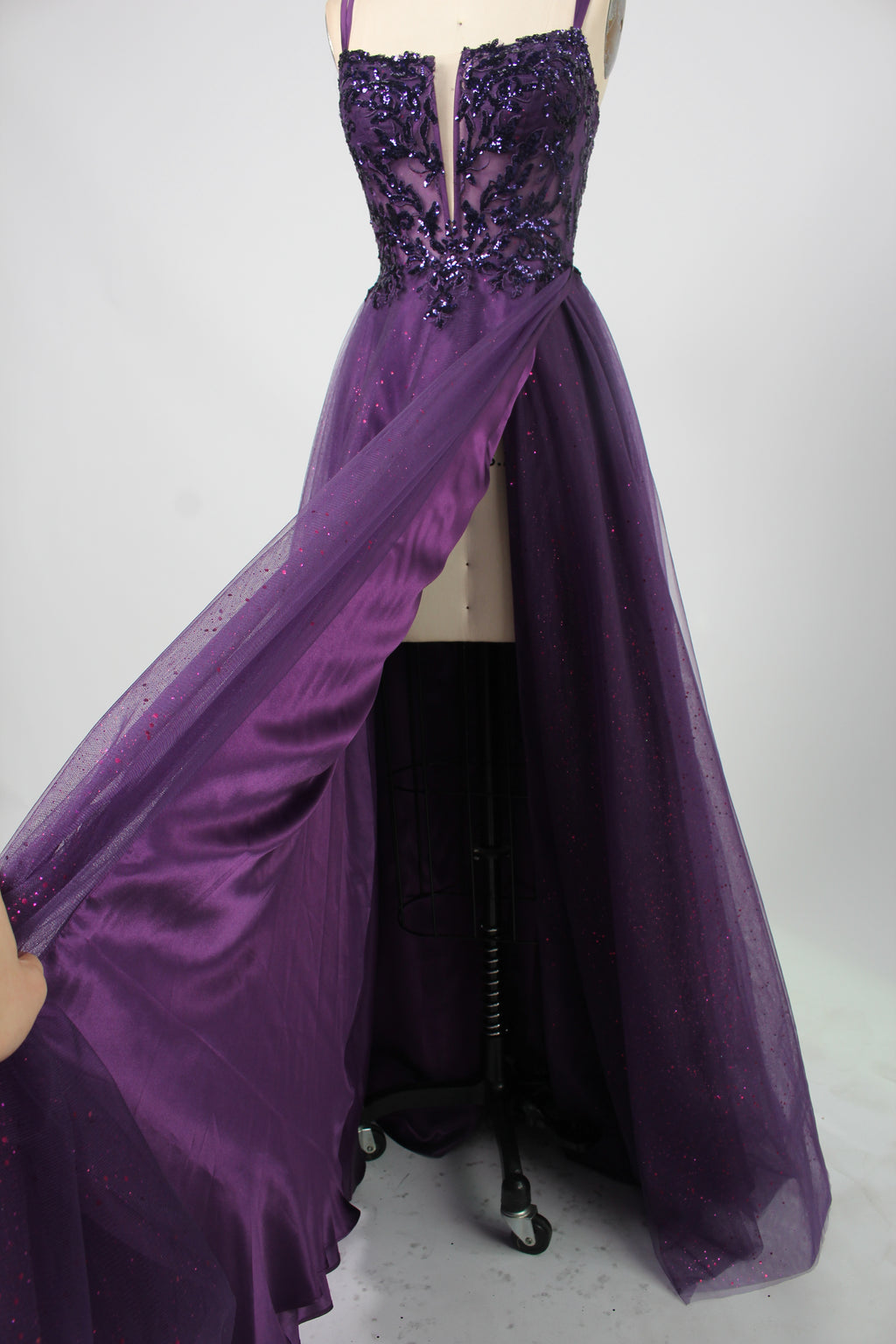 Wholesale Purple Sequin Prom Dress with Slit 32918