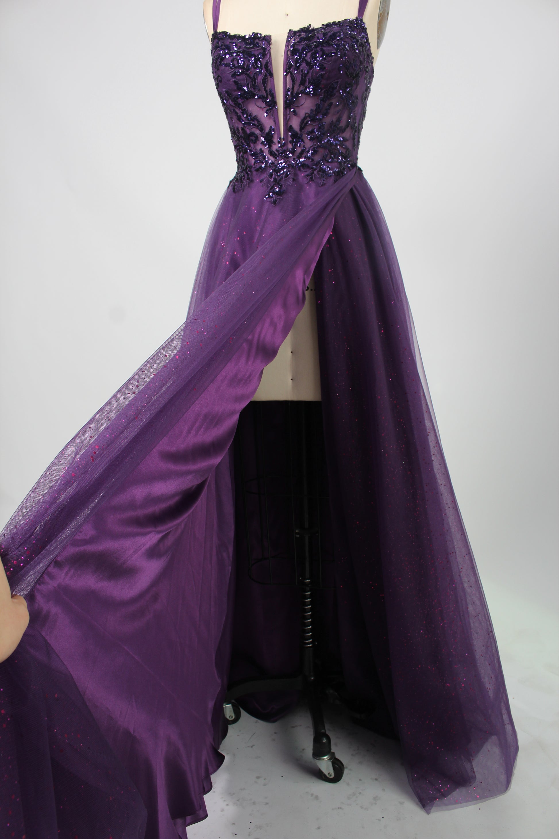 Wholesale Purple Sequin Prom Dress with Slit 32918